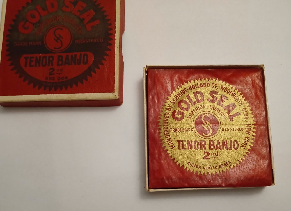 Rare Vintage GOLD SEAL Tenor Banjo String Box w/Strings Case Candy Display