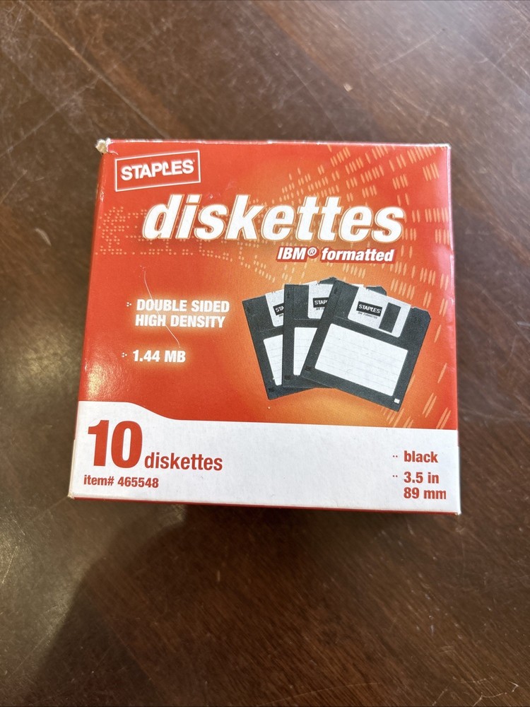 Staples Diskettes 3.5" 1.44MB Formatted 9 Pack Floppy Disk Double Side Density
