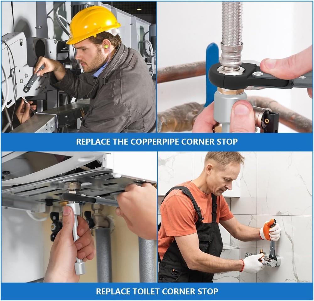 Plumbing Tools Angle Stop Removal Wrench Kit Removing Compression Ring Angle-On