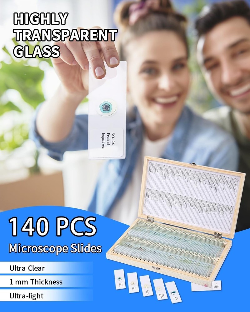140-Pc Educational Microscope Slide Set - Safe Specimens for Young Scientists