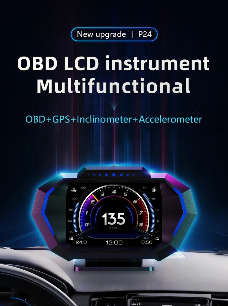 On-board Computer HUD OBD2 Head Up Display GPS Speedometer 12 Interface Display