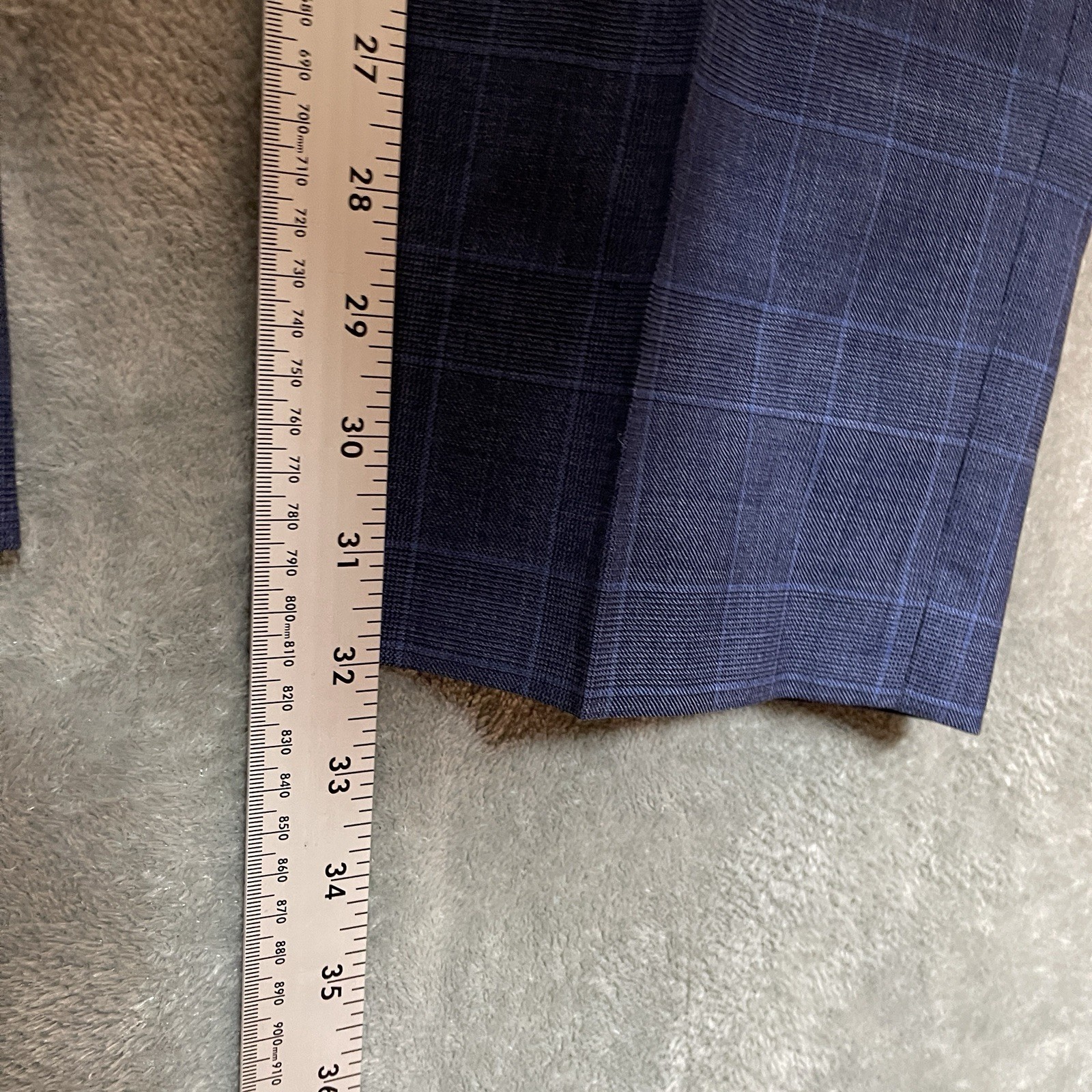 Michael Kors Mens Malone Classic Fit Plaid Wool Stretch Suit Pants Blue Comfort