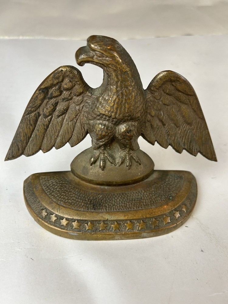 Antique Perched Eagle 13 Stars Solid Bronze Bookend