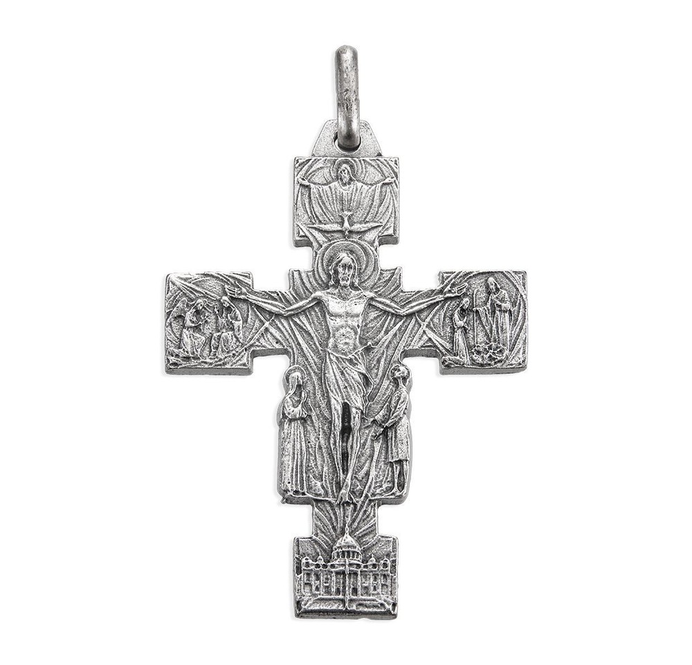 2" Christ Risen Silver Finish Crucifix