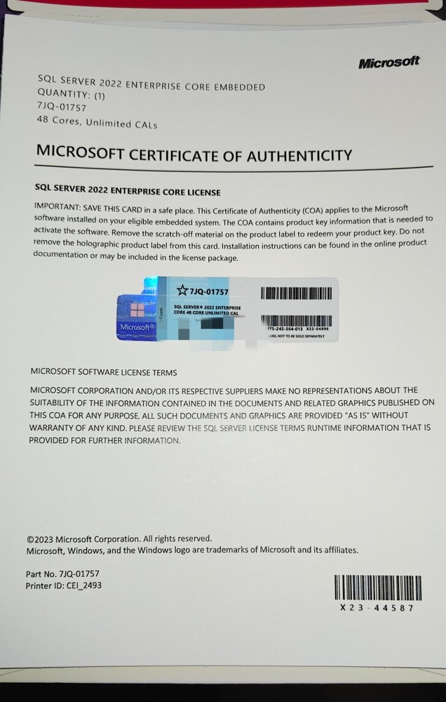 Microsoft SQL Server 2022 Enterprise Core, 48 Cores & Unlimited CALs