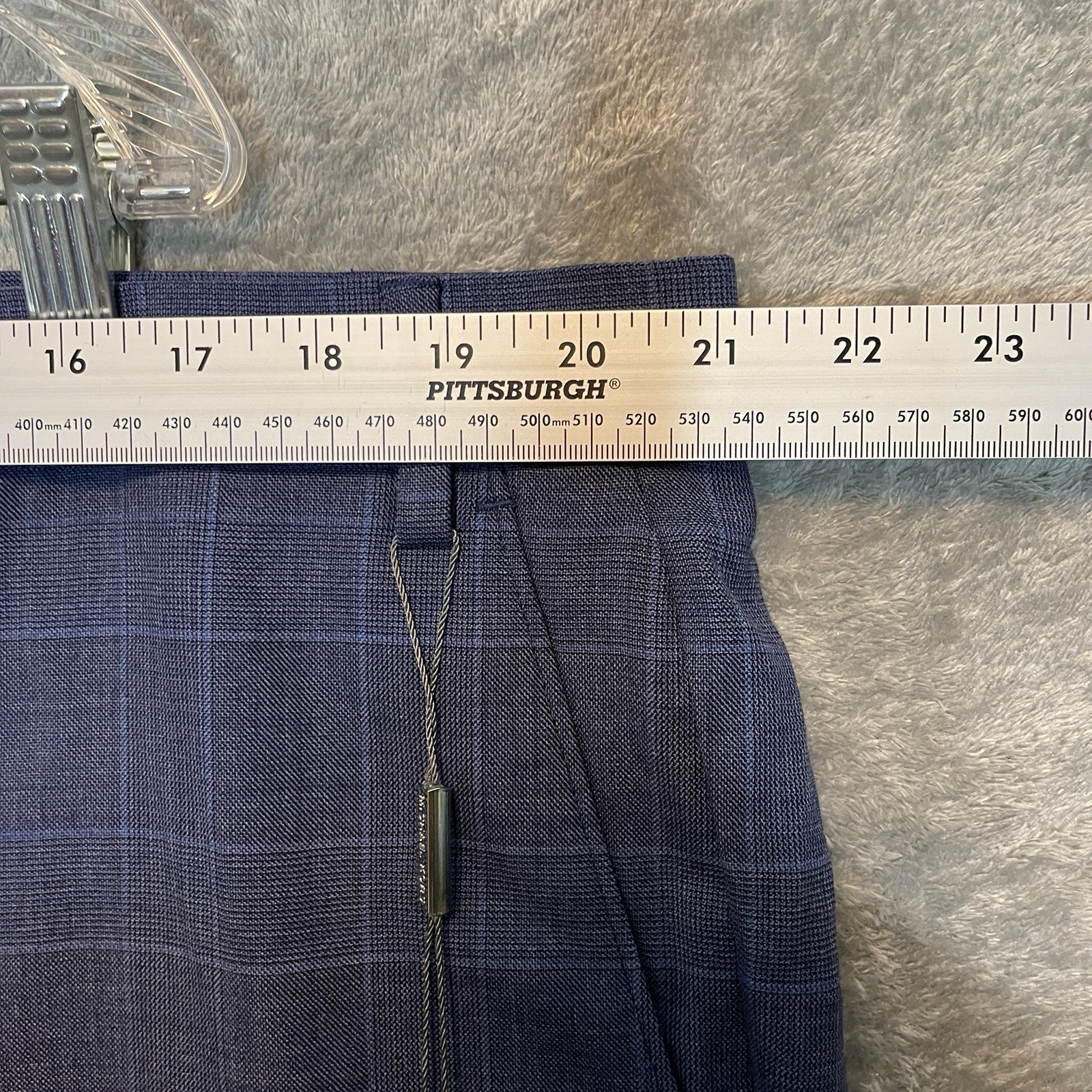 Michael Kors Mens Malone Classic Fit Plaid Wool Stretch Suit Pants Blue Comfort