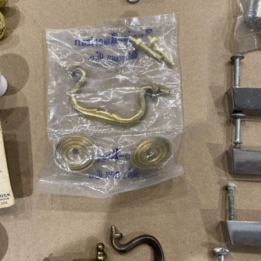 This Old House DIY NOS & Used Hooks Chains Knobs Pulls Clips Hinge Screws Clamp