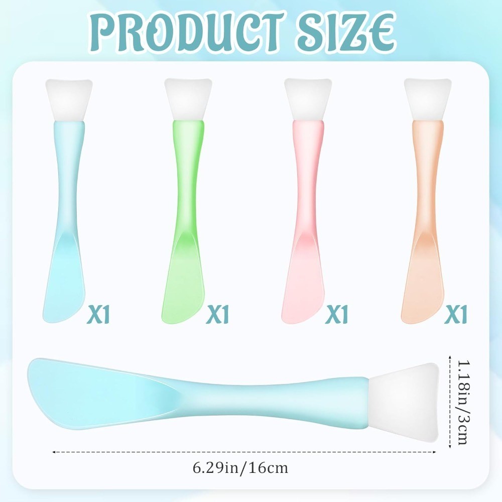 4 Pcs Face Mask Brush Set Double Headed Silicone Makeup Applicator Tool for