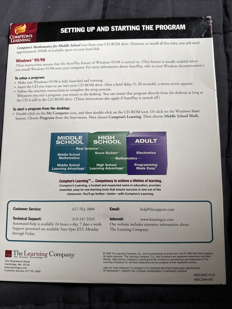 Mathematics for Middle School Software CD ROM Media 7th Grade