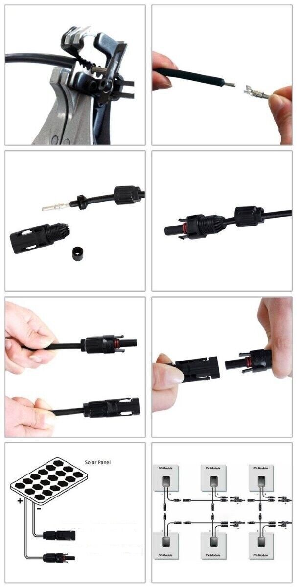 Waterproof 10/20/50/100 Pairs Male Female Wire Cable Connector Set Solar Panel