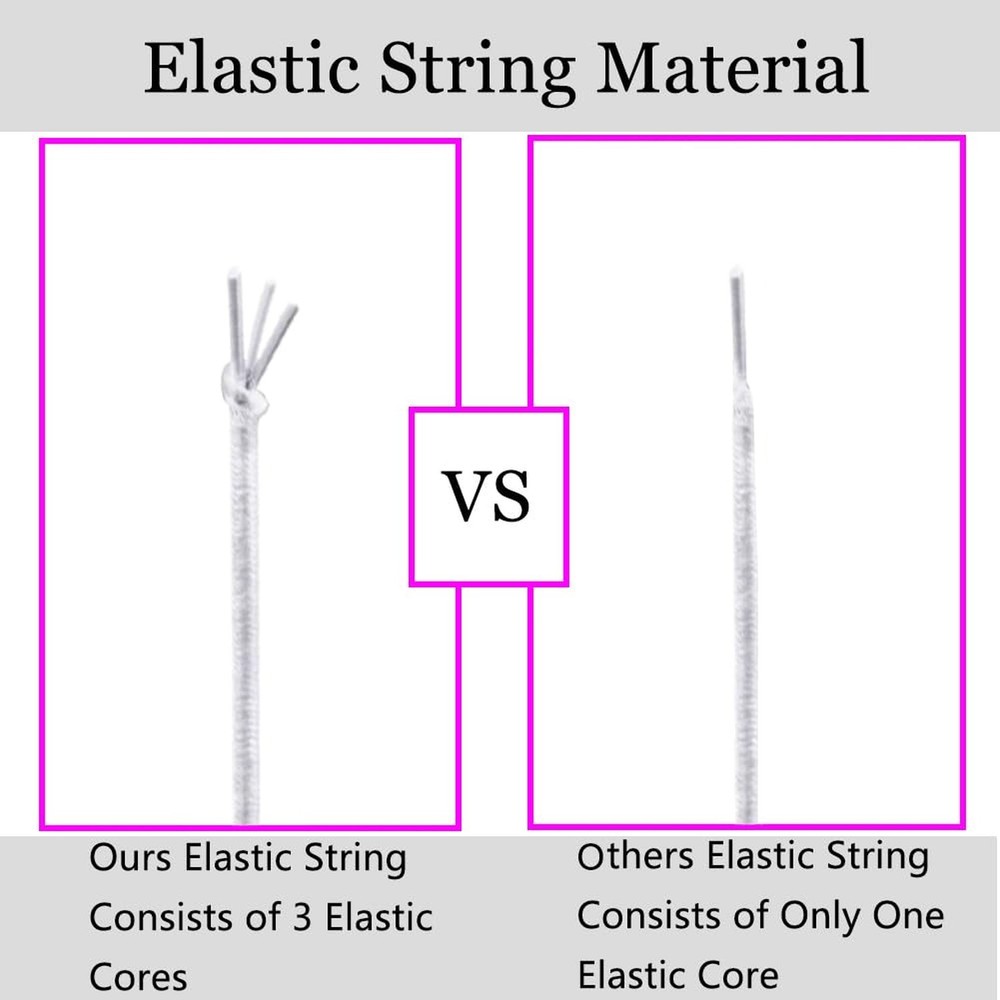 Stretchy String for Bracelets, 2 Rolls 1 mm Sturdy Elastic String Elastic Cor...