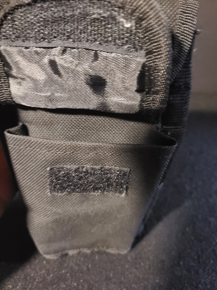 Basic Tactical Black Nylon Pouch 7 X 4. 2 Compartments With Belt Loop 1990s