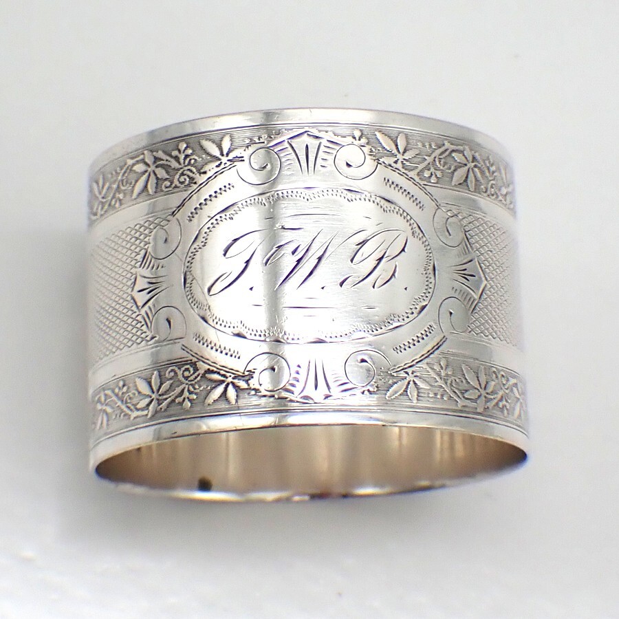 Engine Turned Napkin Ring German 800 Silver  Mono TWB
