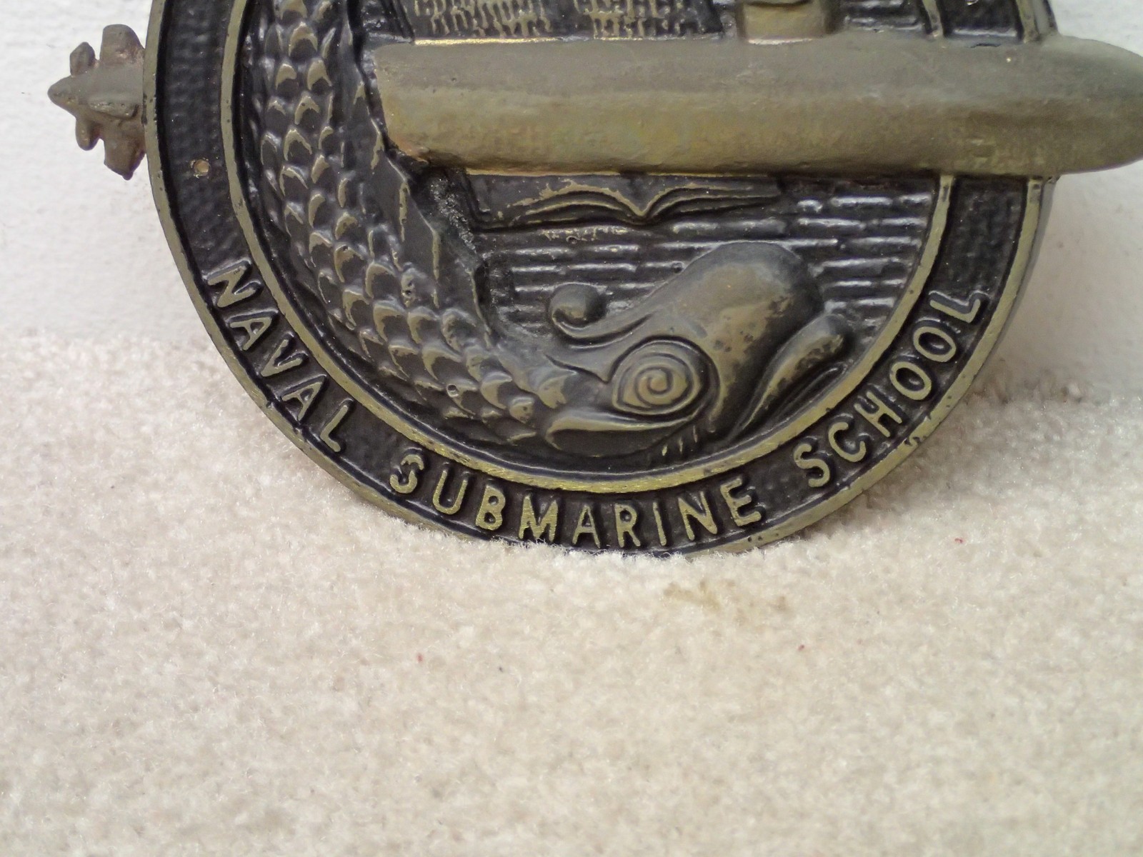 Vintage US Navy Naval Submarine School Brass Plaque