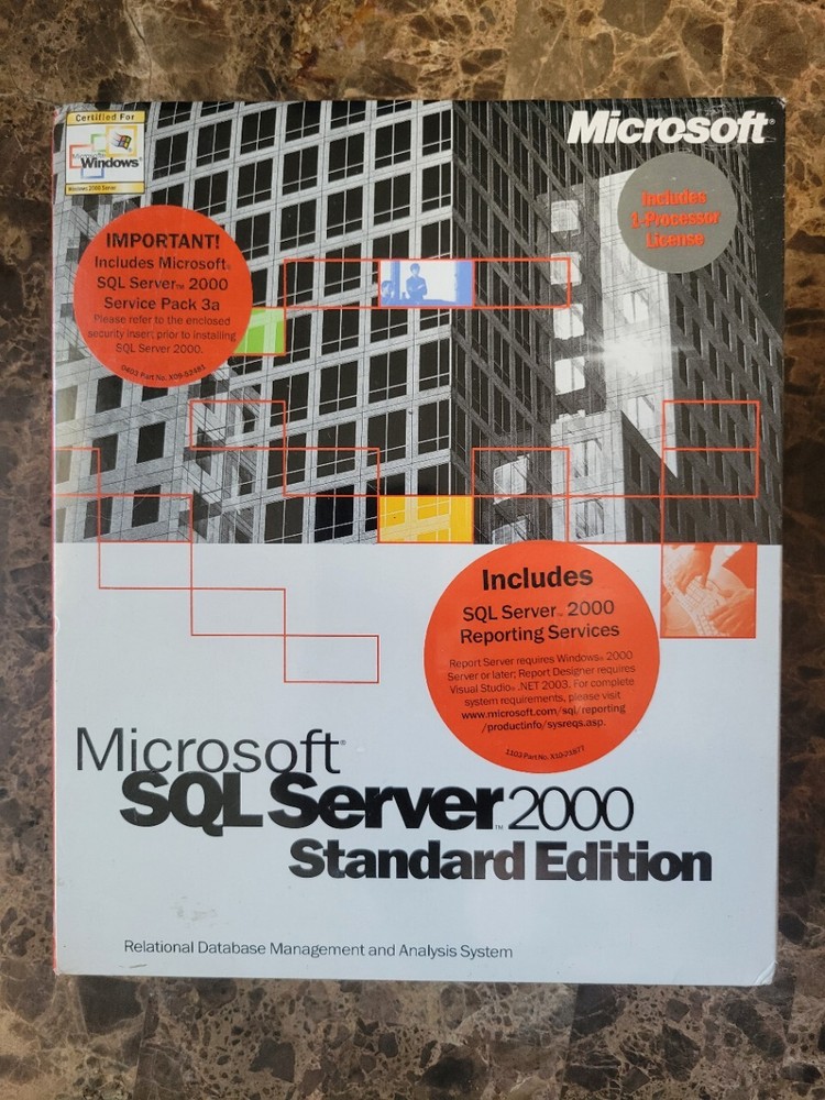 Microsoft SQL Server 2000 Standard Edition One (1) Processor License
