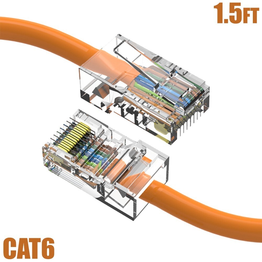 1.5FT Cat6 RJ45 Ethernet LAN Network UTP Non-Booted Patch Cable Copper Orange