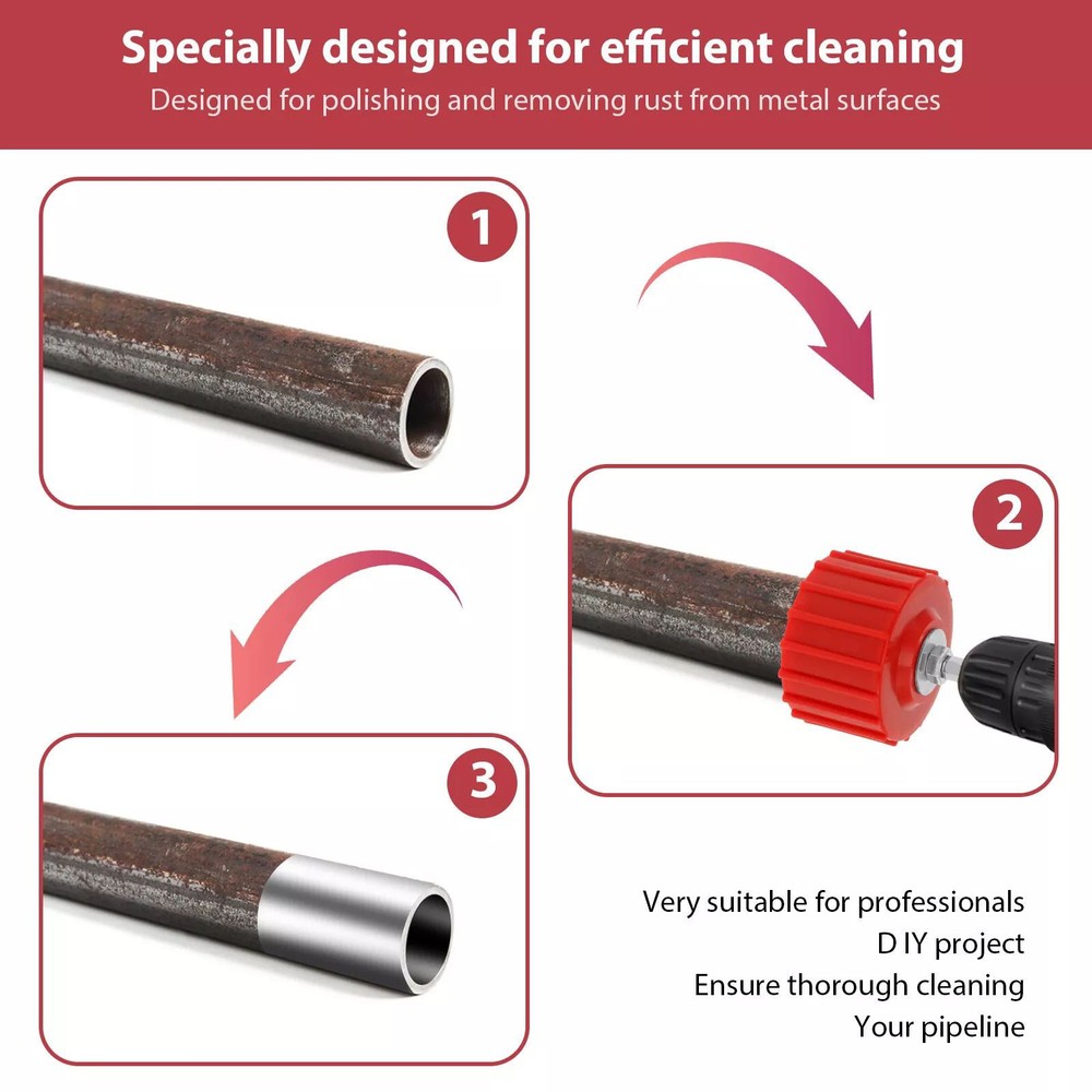 3PCS Pipe Installation Copper Pipe Cleaner Copper Pipe Brush Set Cleaning Tool