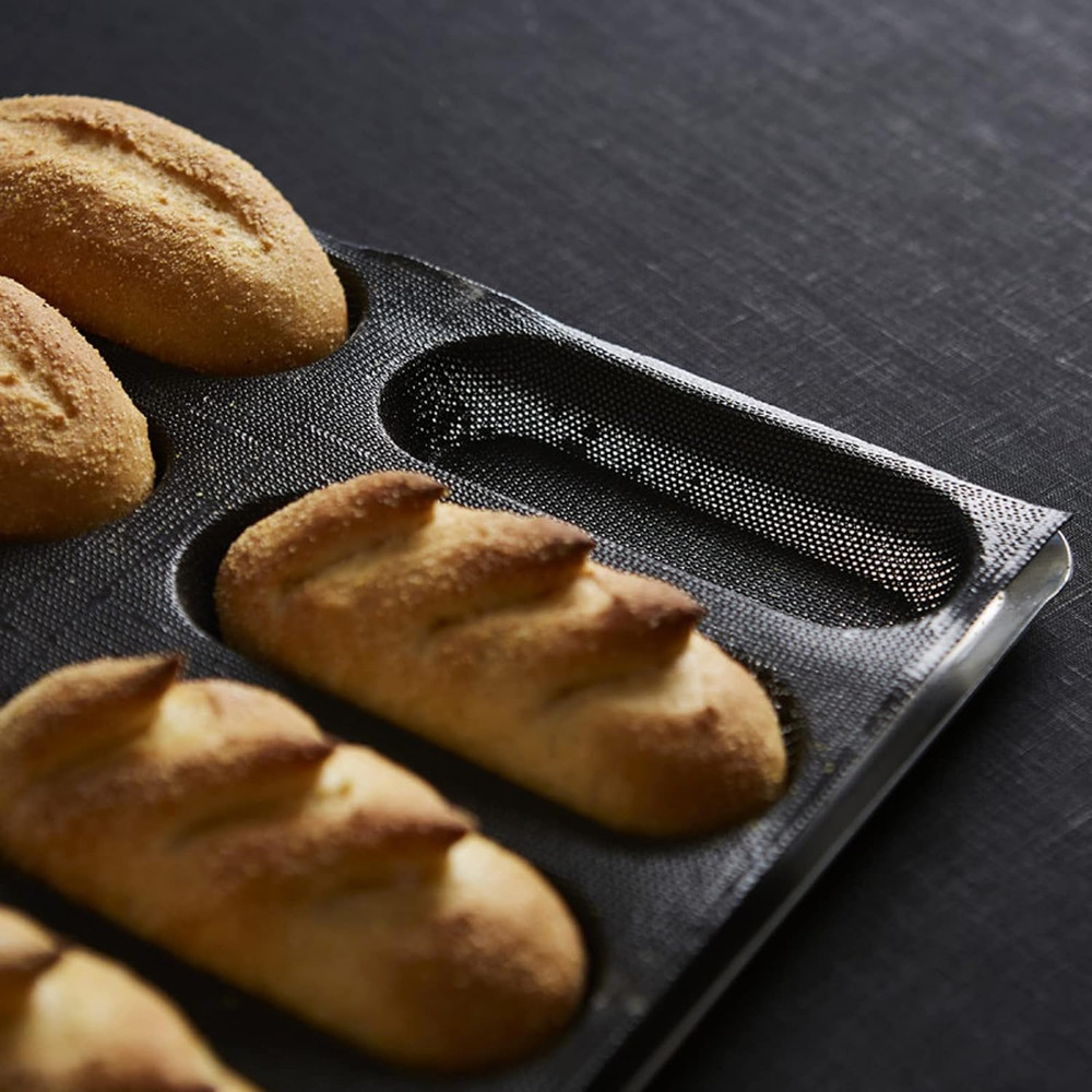 Silicone Perforated Bread Mold for Baking, 12 Individual Oblong Baking Forms, Ho