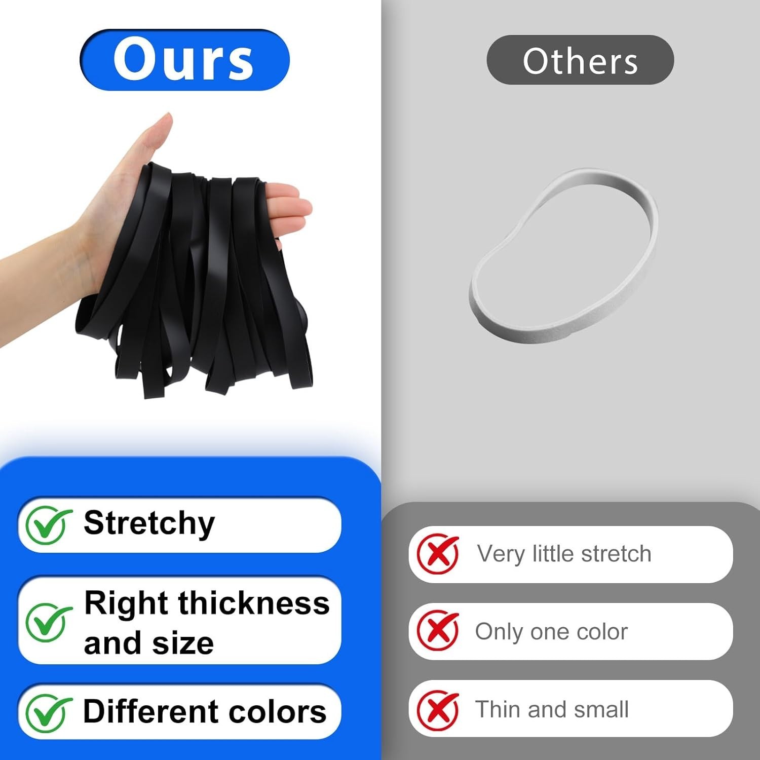 Large Rubber Bands Heavy Duty, 22 Pcs Size 107 Black Rubber Bands