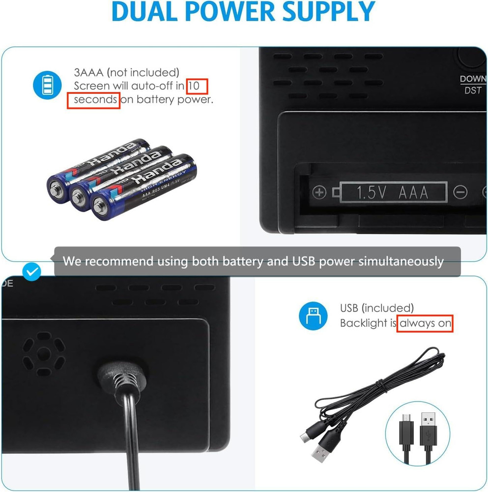 Digital Alarm Clock, Upgraded Small Digital Clock, Digital Clock Large Display,