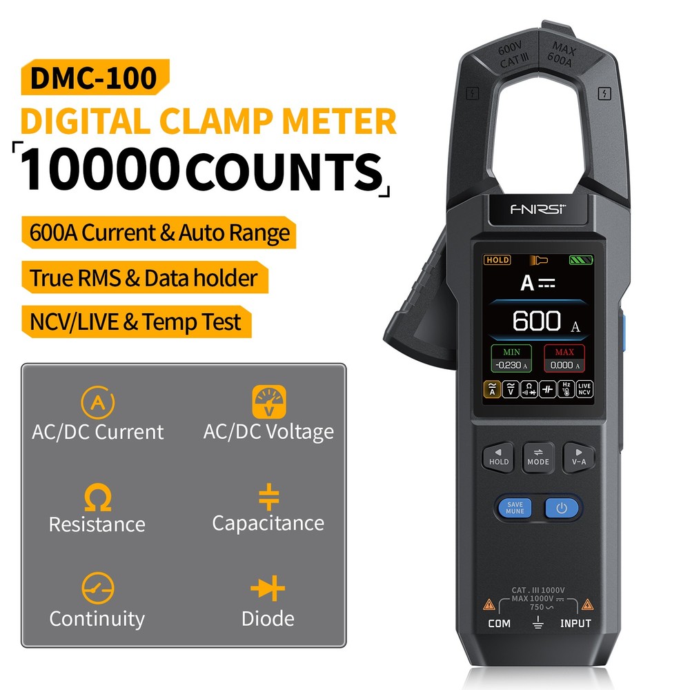 FNIRSI DMC-100 Clamp Type Multimeter Automatic Ammeter With Temperature Probe