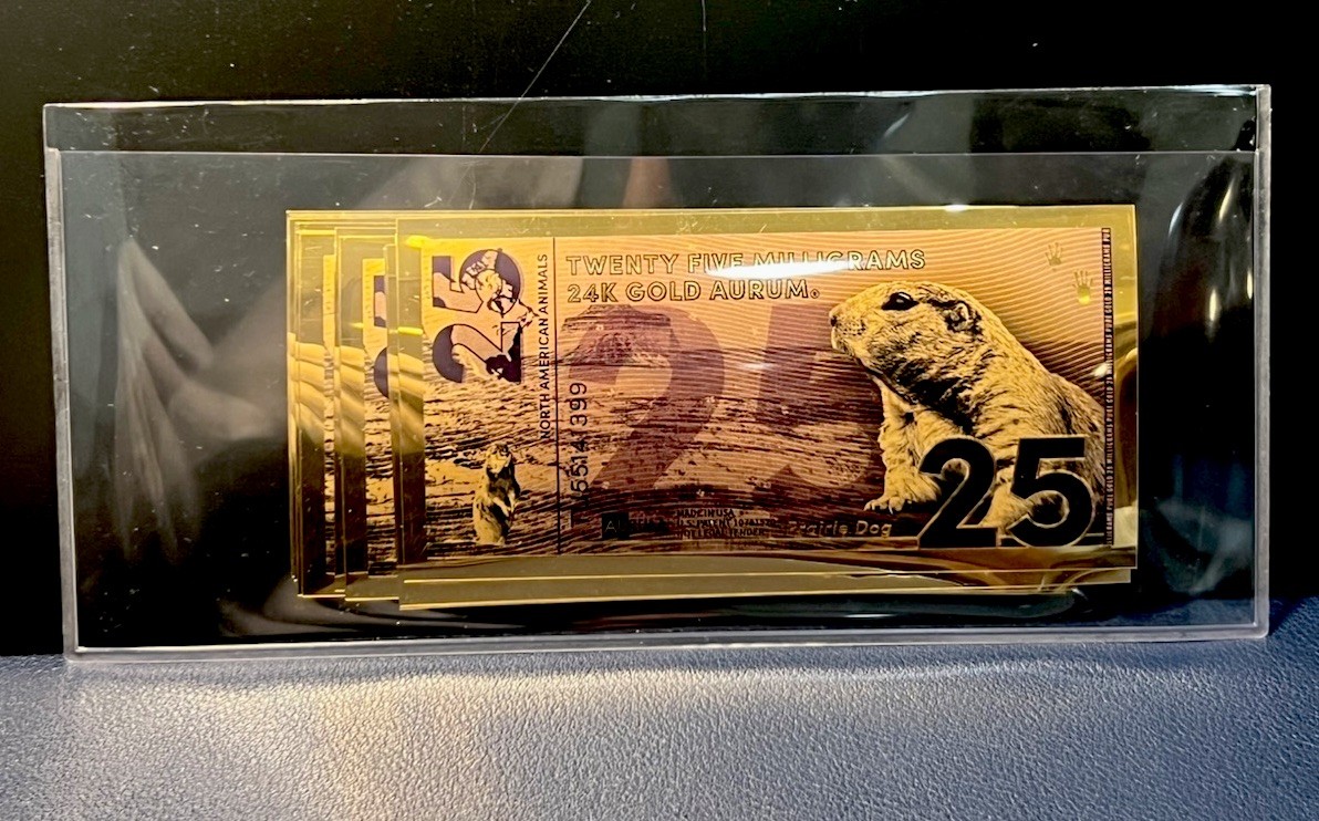 (20-STACK) 2024 Prairie Dog .999 Aurum 25mg 24k GoldFoil Note🔥Goldback BU ALPHA