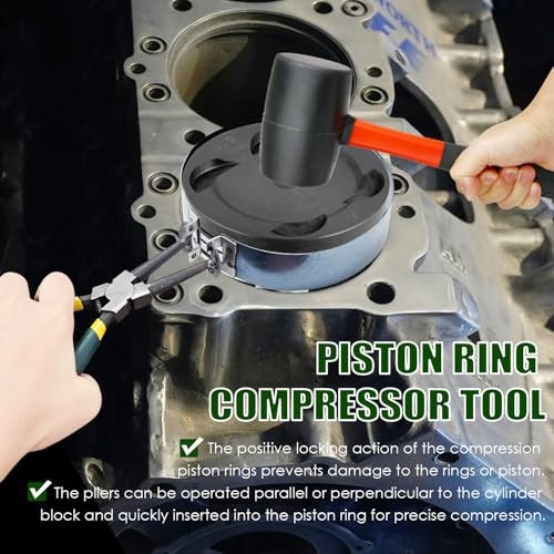Auto Engine Piston Ring Compressor Tool Set with Piston Installer Pliers and