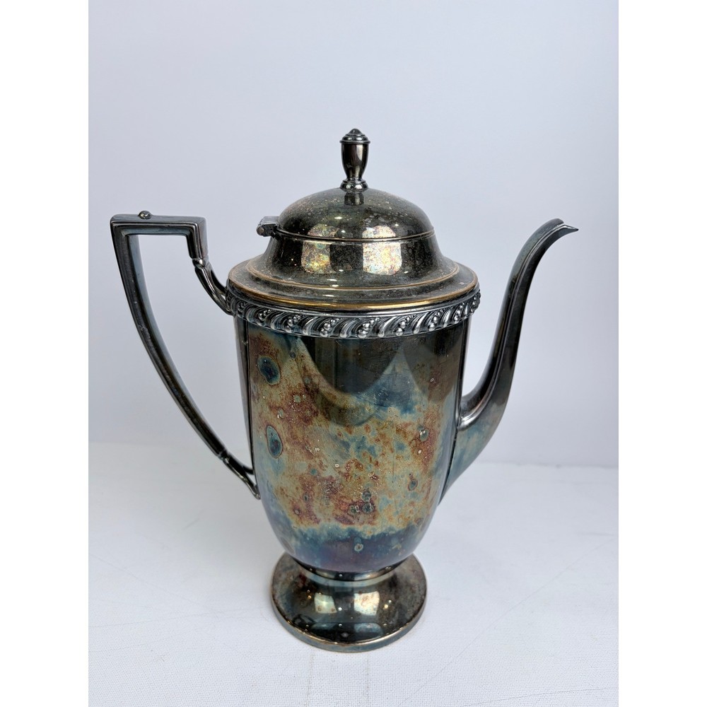 Wm Rogers Avon Pattern 3630 Silverplate Coffee Pot Vintage Pedestal Server Lid