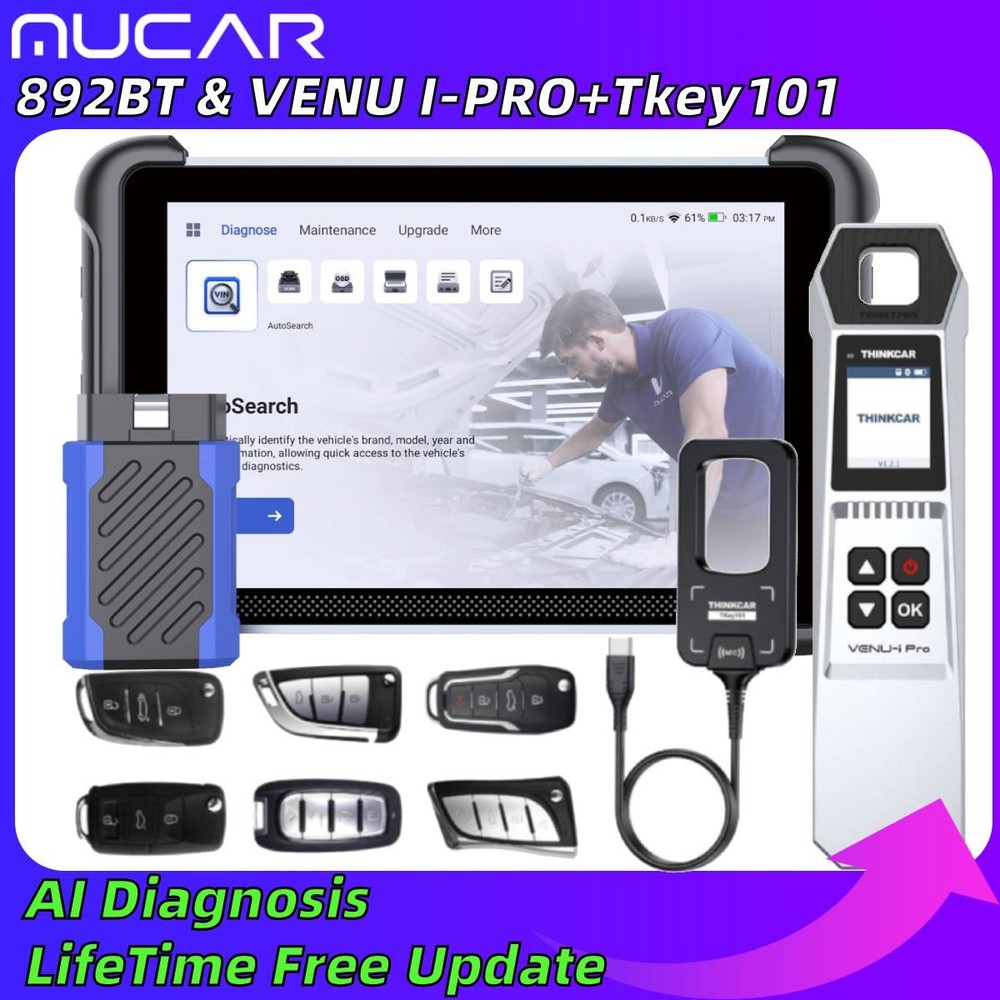 MUCAR 892BT+TKEY101+ipro TPMS Programming Car AI Diagnostic Tool KEY Coding 2026