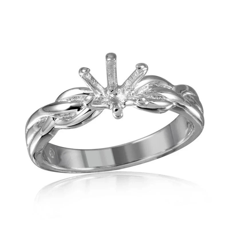 Semi Mount Silver 7mm Round Ring Setting 925 Sterling Silver Ring