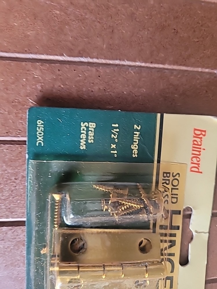 1 Pair Vintage BRAINERD Solid Brass Butt Hinges #6150XC - Made in USA!!