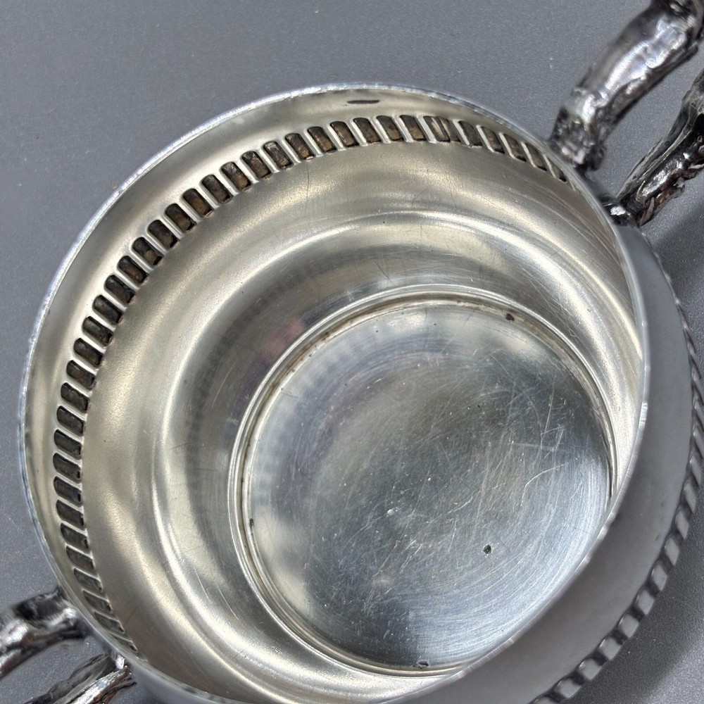 Viking Plate EP Copper Sugar Bowl Silverplate Double Handle Canada Vintage MCM