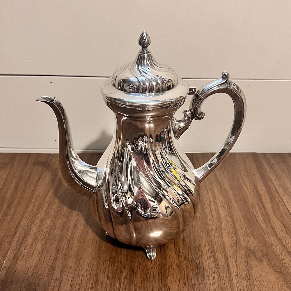 WMF Silver plate Coffee Tea Set 5pc with Tray 18in Swirl Pattern Germany