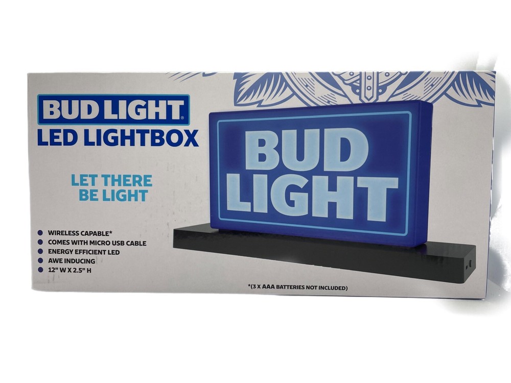 Bud Light Led Lightbox Micro USB Light 12" x 2.5" New In Box
