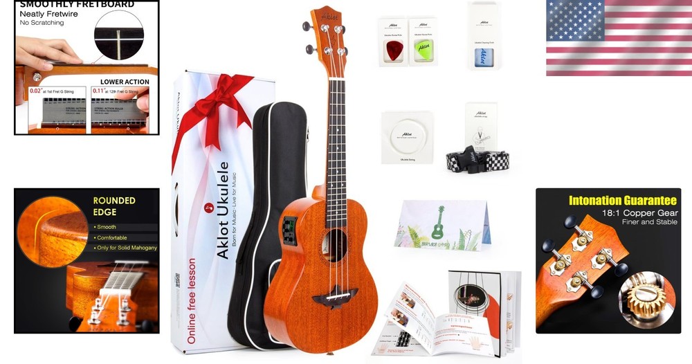 Electric Ukulele 26" Tenor Uke with EQ & Accessories