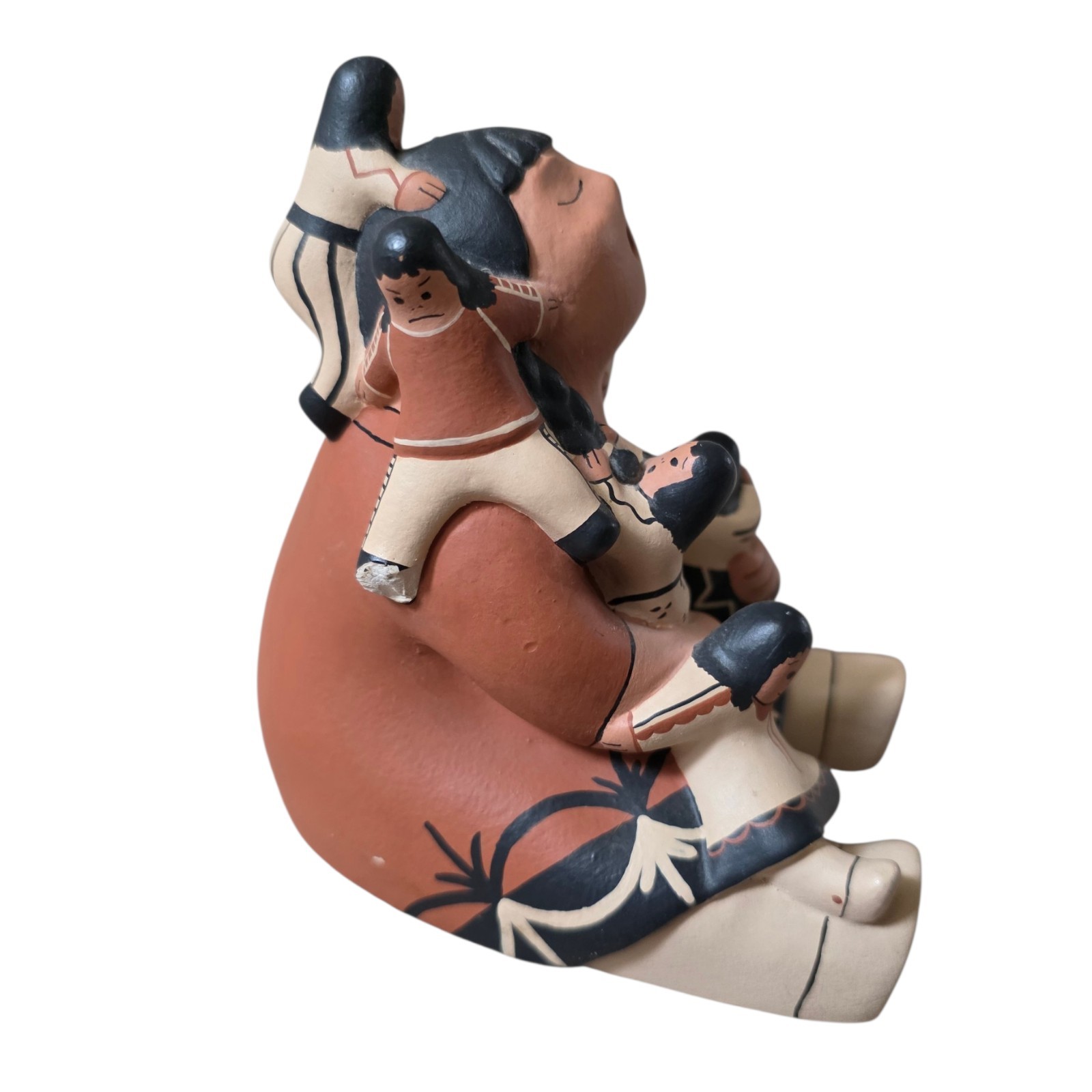 Native Cochiti Pueblo Storyteller Figurine Mother & Children Nandi 6" FLAW READ