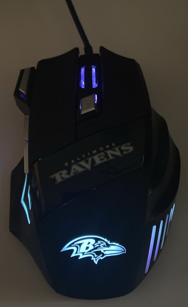 BALTIMORE RAVENS GAMING WIRED MOUSE MODEL RGX-M2-BLK 7200DPI 7 BUTTON 5V 100mA