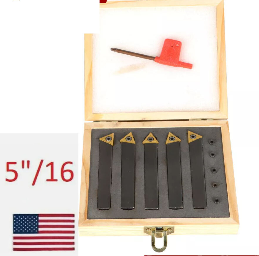 25 pc 5/16" Indexable Carbide C6 Insert Tool Bit & Holder Mini Lathe Set