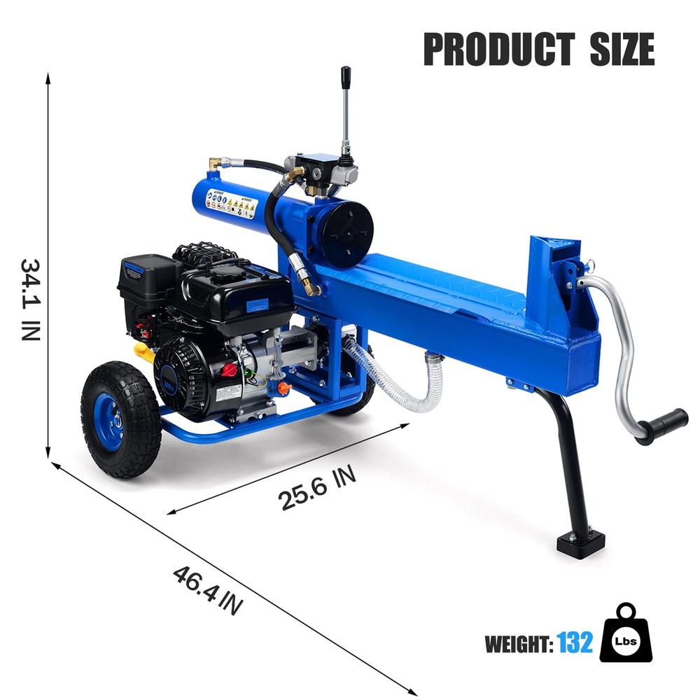 Efurden Log Splitter Portable 20 Ton Auto Return Ram System 7HP Engine, Blue