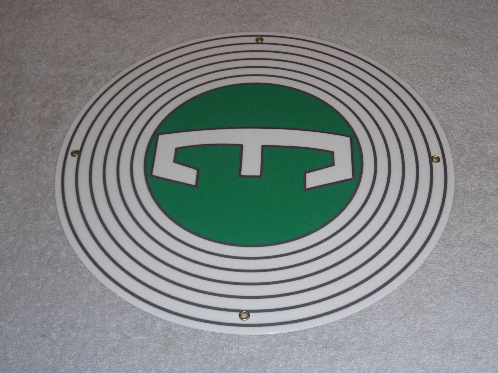 VINTAGE FORD "E" EDSEL 11 3/4" PORCELAIN METAL CAR, TRUCK, GASOLINE & OIL SIGN E