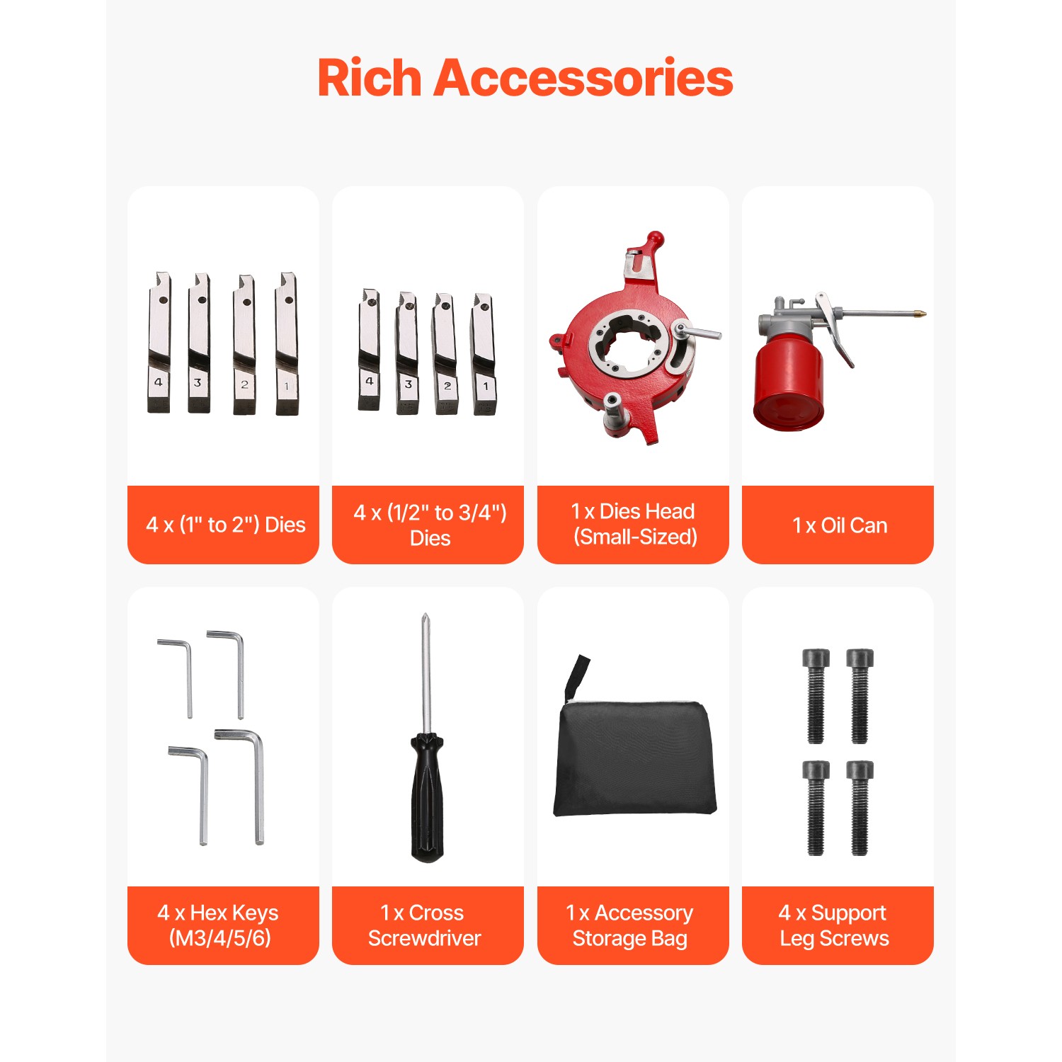 Electric Pipe Threader Machine 900W 2-Speed Threading Cutter for 1/2" to 4" Pipe
