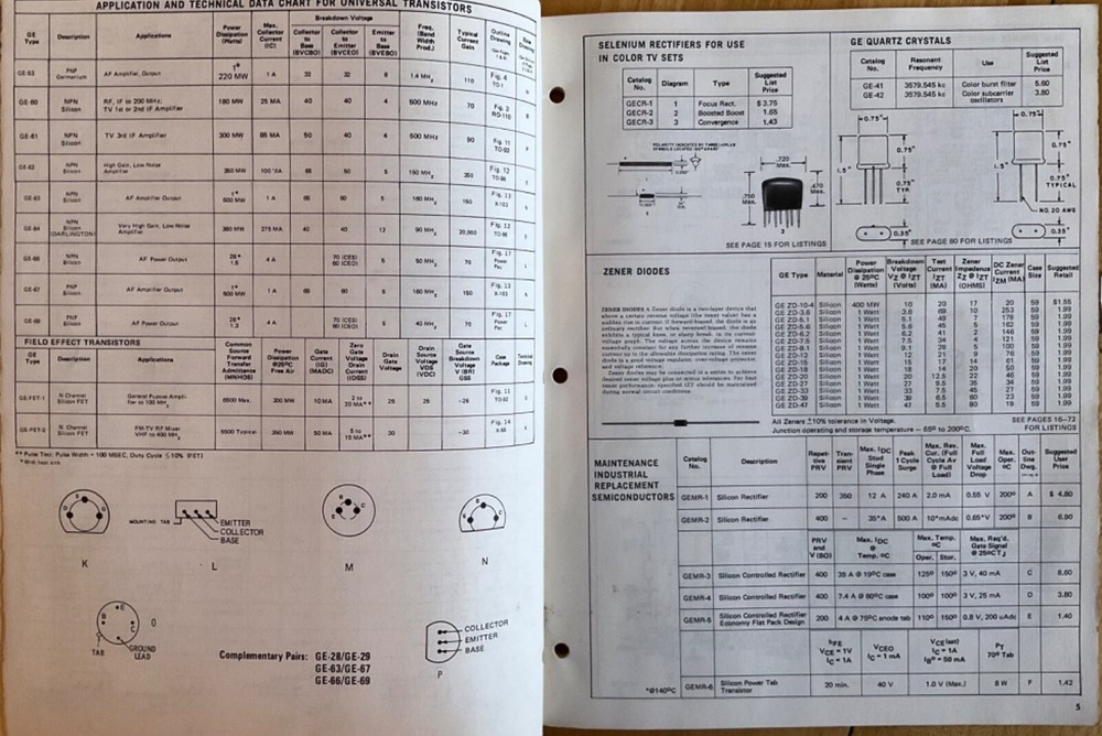 GE/General Electric Entertainment Semiconductor Replacement Guide/Almanac 1972