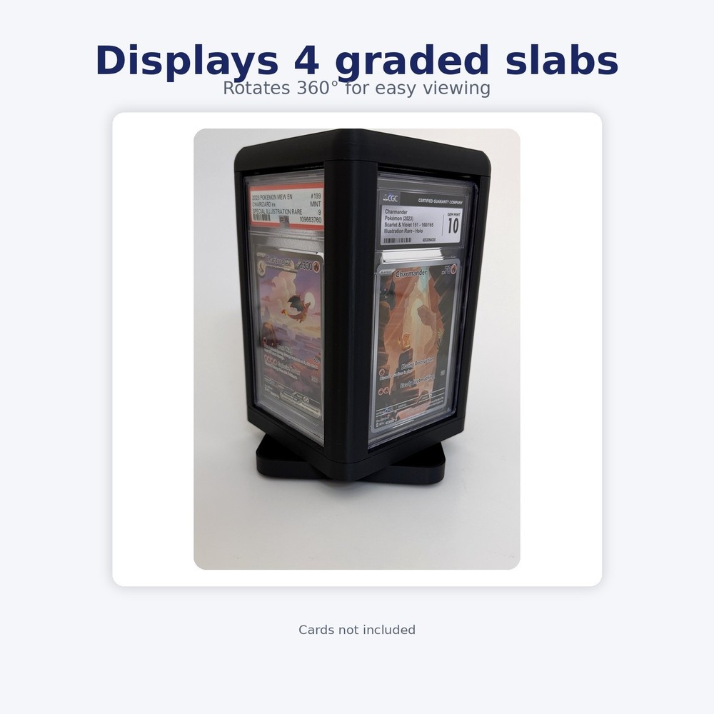 PSA & CGC Graded Card Holder Display Rotating Stackable Storage Displays 4 Slabs
