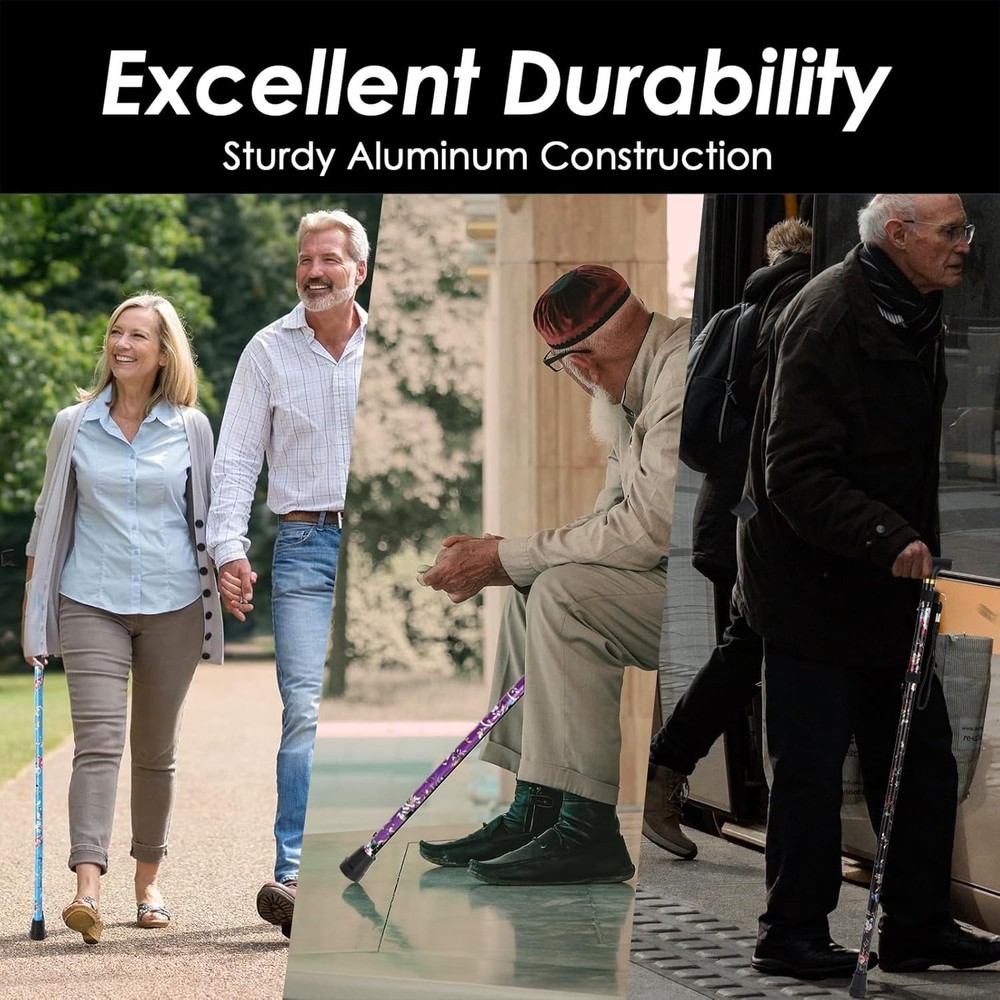 Comfortable 5-Level Height Adjustable Walking Cane - Effortless Mobility Support