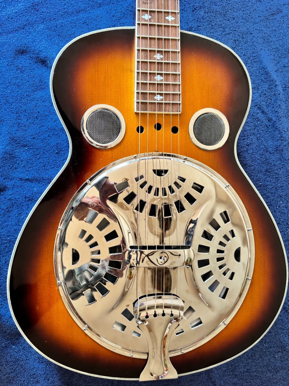 Johnson Square Neck Resonator Guitar Dobro Sunburst Bluegrass Instrument w/Case