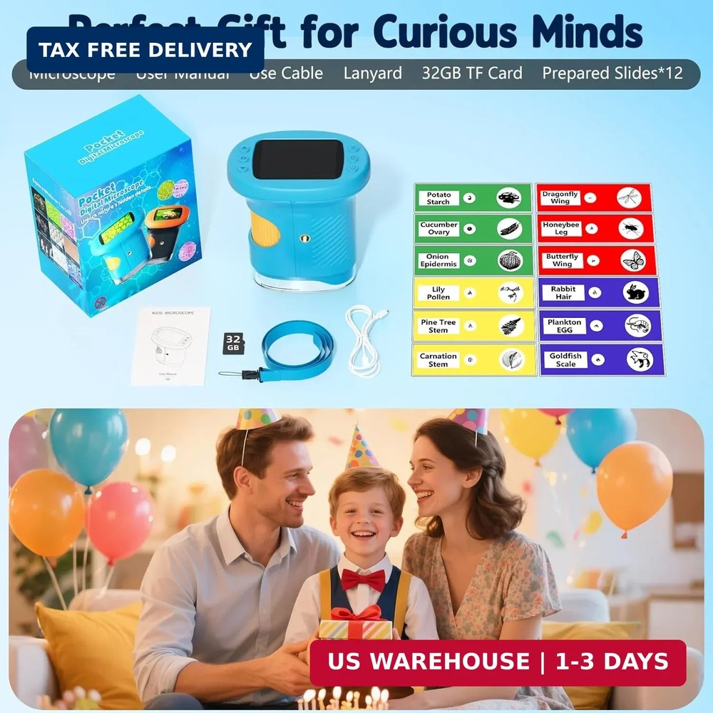 1000X Handheld Microscope for Kids, 4K 2.4" Screen Digital Kids Microscopes with