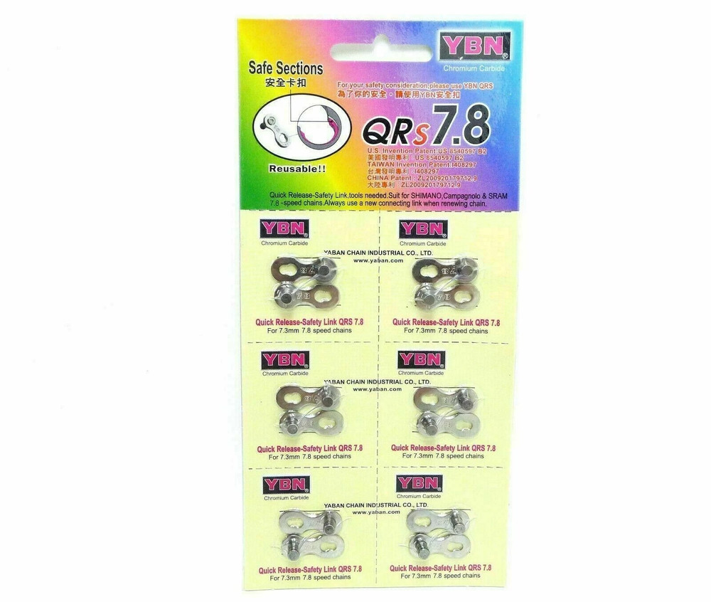6x YBN QR 7/8 Speed Quick Release-Safety Link Chain Link -- Silver
