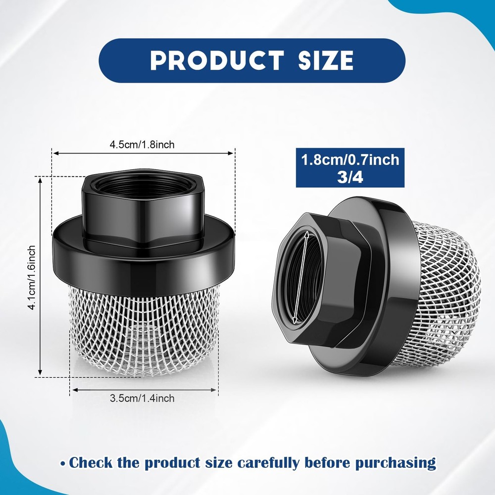 Nuanchu 2 Pcs Hose Inlet Strainer Filter Suction 3/4, Inner Diameter