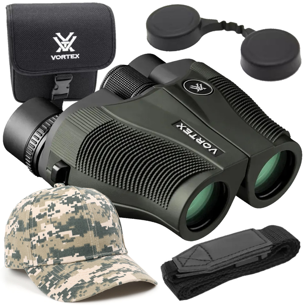 Vortex Optics Vanquish 10x26 Reverse Porro Prism Binocular with CD Hat Bundle