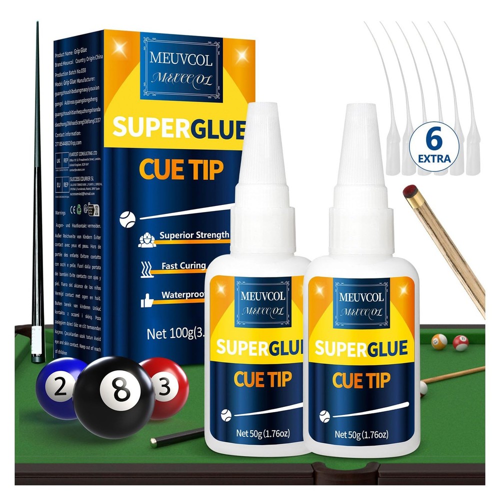 Pool Cue Tip Glue 100g, Quick Dry Billiard for Clear